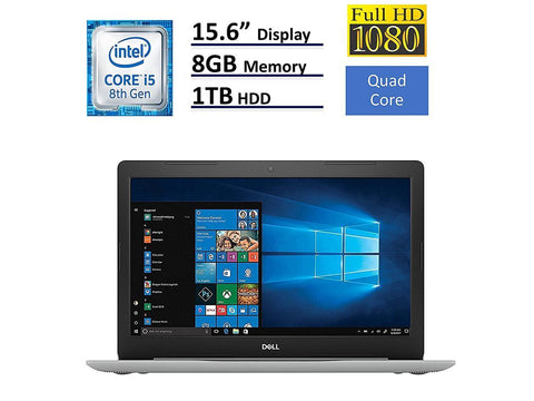 2018 Dell Inspiron 5000 15.6" Full HD IPS Touchscreen Laptop, 8th Intel Quad Core i5-8250U up to 3.4GHz, 8GB DDR4 RAM, 1 TB HDD, DVD, HDMI, Bluetooth, Windows 10, Silver (i5570-5364SLV-PUS)