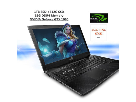 2018 ASUS 15.6" FHD IPS Republic of Gamers Strix Hero Edition Laptop(Intel Core i7-7700HQ | NVIDIA GeForce GTX 1060 | 16GB DDR4 RAM | 512GB PCIe SSD (Boot) + 1TB HDD | RGB lighting keyboard |Windows10