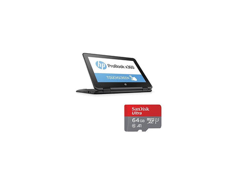 2018 HP ProBook x360 Convertible Flagship 11.6" HD Touchscreen WLED-backlit Laptop | Intel Celeron N3450 Quad-Core | 4GB RAM | 64GB eMMC | HD Webcam |Active Pen | 64GB Card with Adapter | Windows 10 S