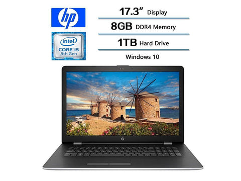 2018 HP 17.3" Business Flagship Laptop PC HD+ WLED-backlit Display|Intel i5-8250U 4 cores|8GB DDR4 RAM|1TB HDD|Intel UHD 620 Graphics|DVD-RW 802.11AC| Wifi| Webcam| HDMI| Windows 10-Silver